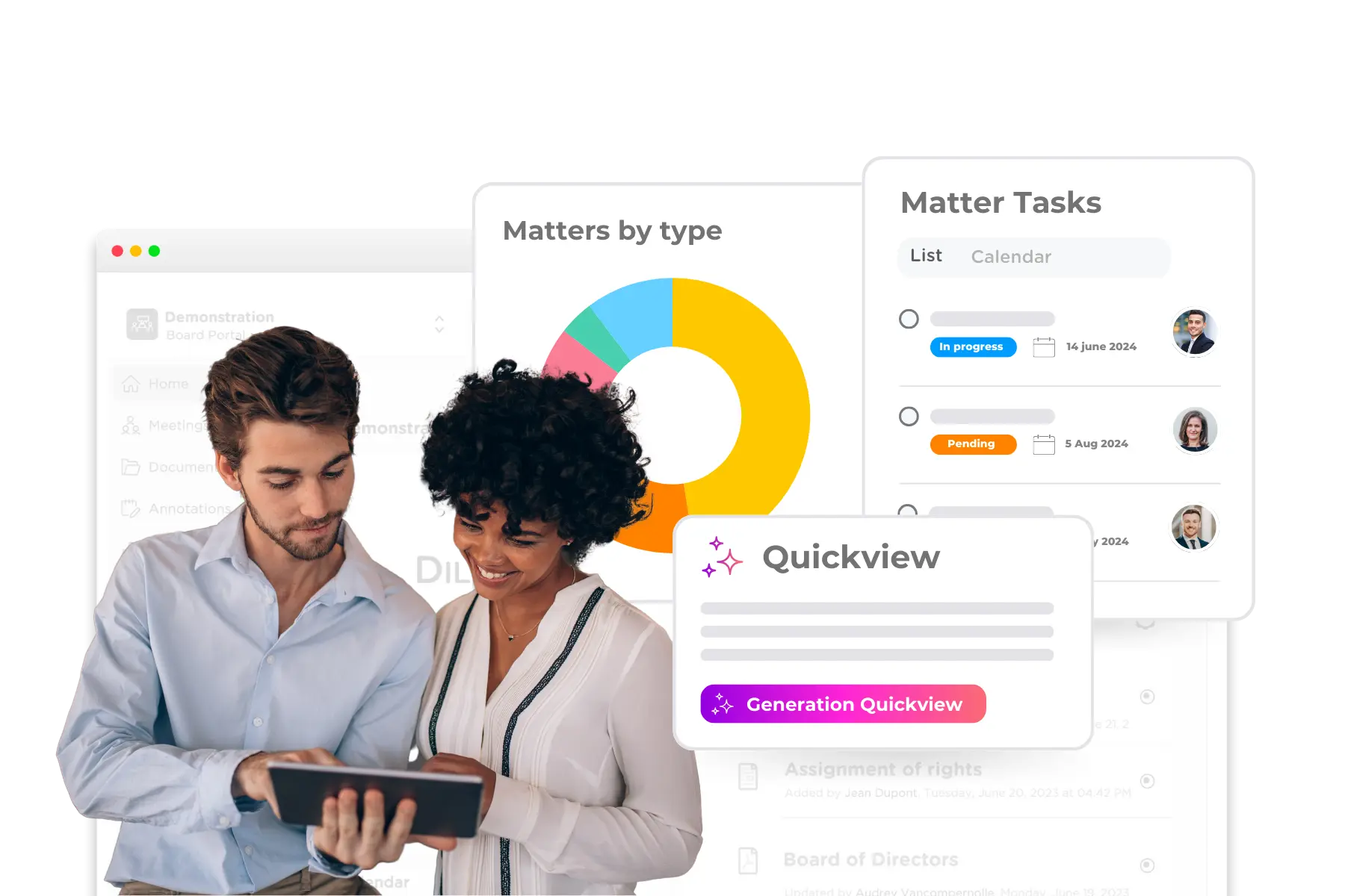 Two collaborators use board portal