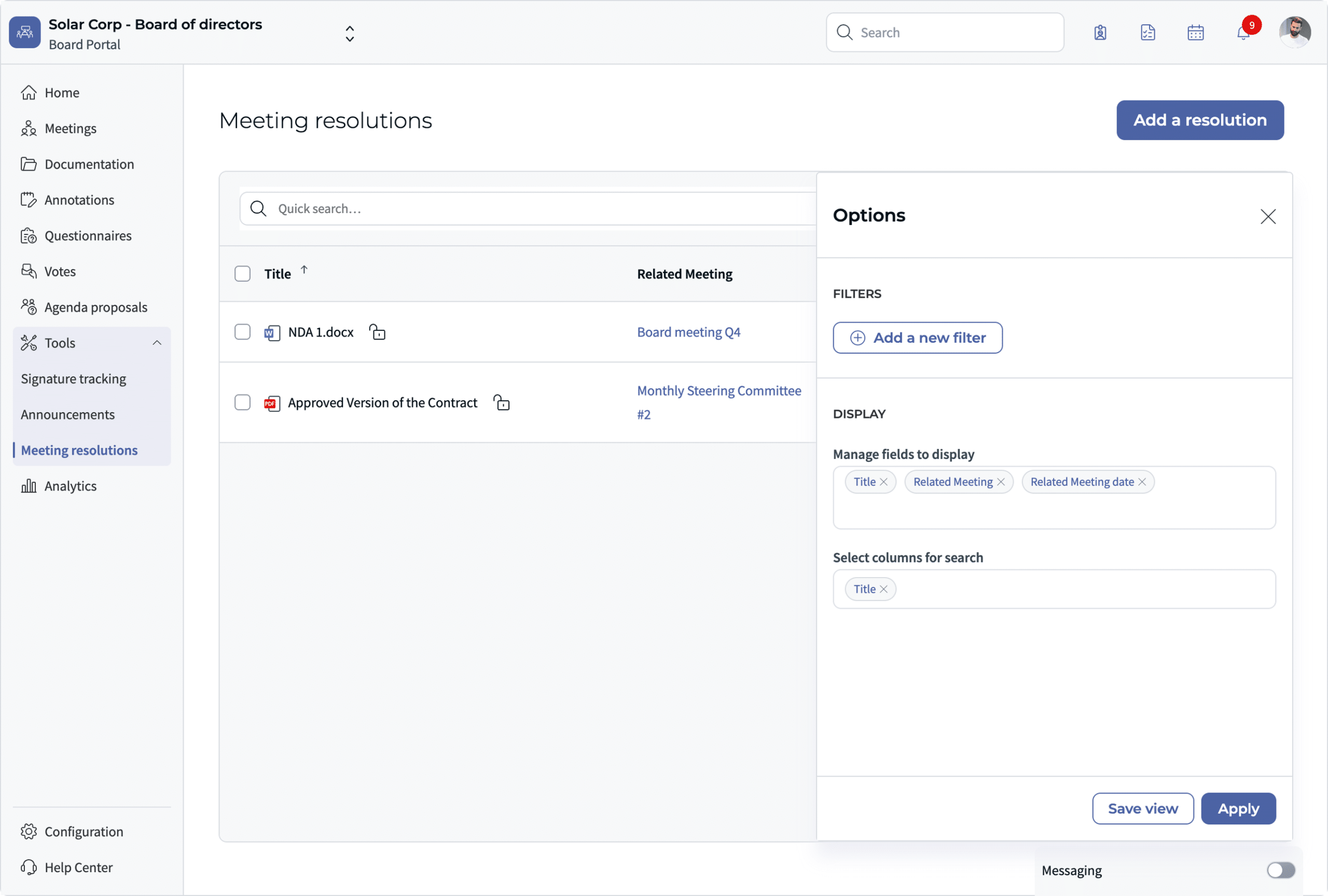 Board Portal Solution Interface