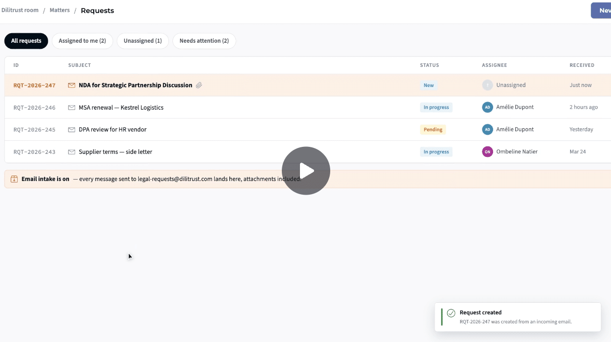 Matter Management Intake Interface