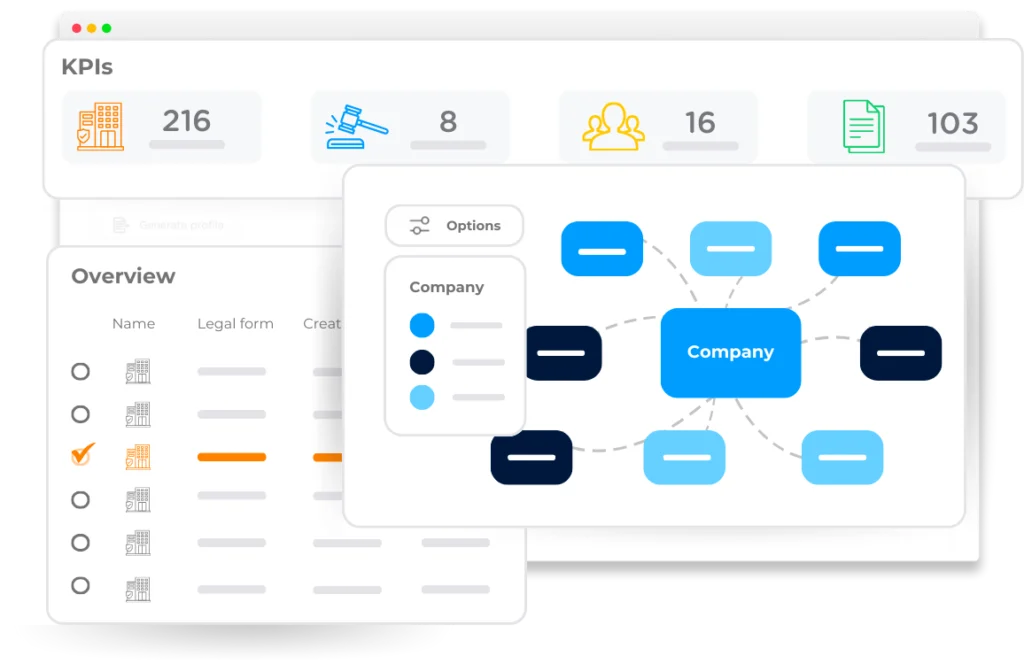 Entities wireframe for showcase the benefits of the features,