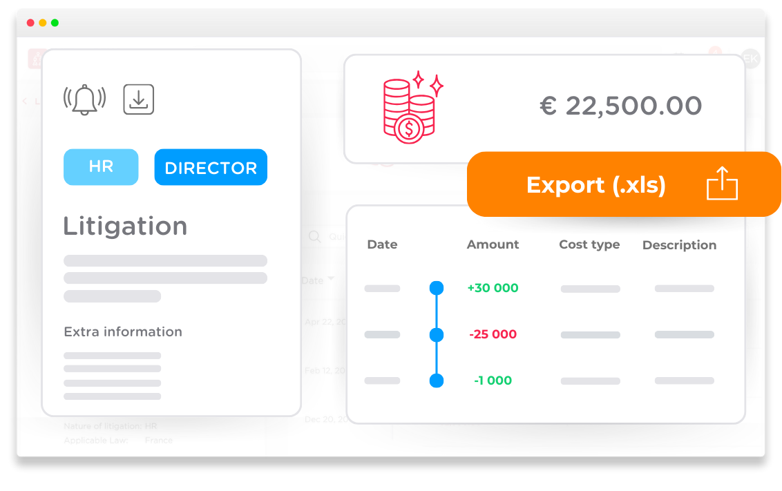 Litigation module interface