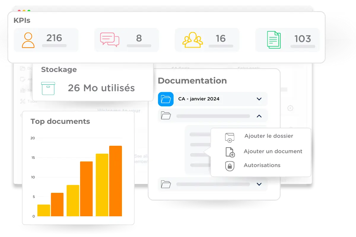 Interface du module Dataroom