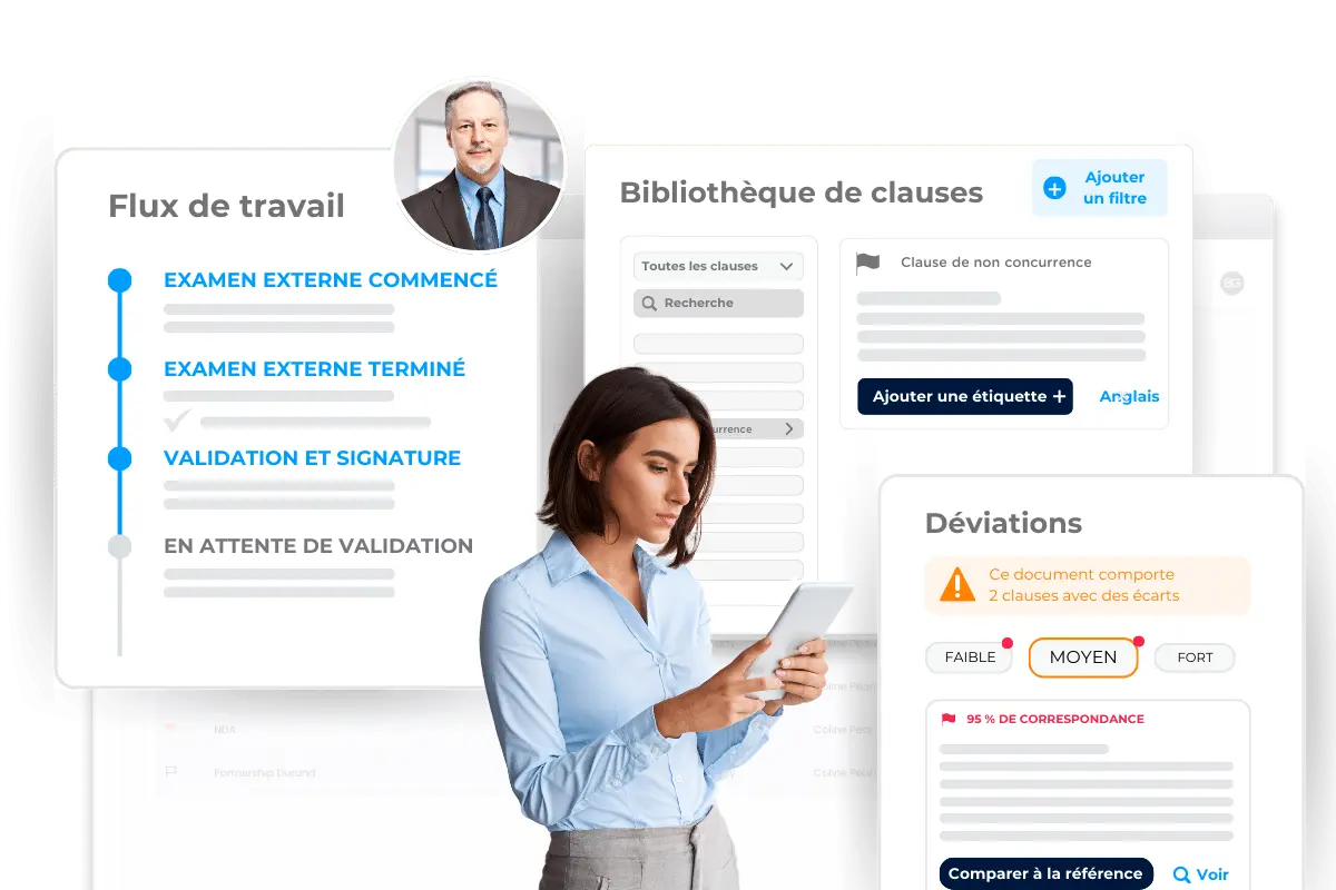 Collaborateur utilisant l'IA du module CLM