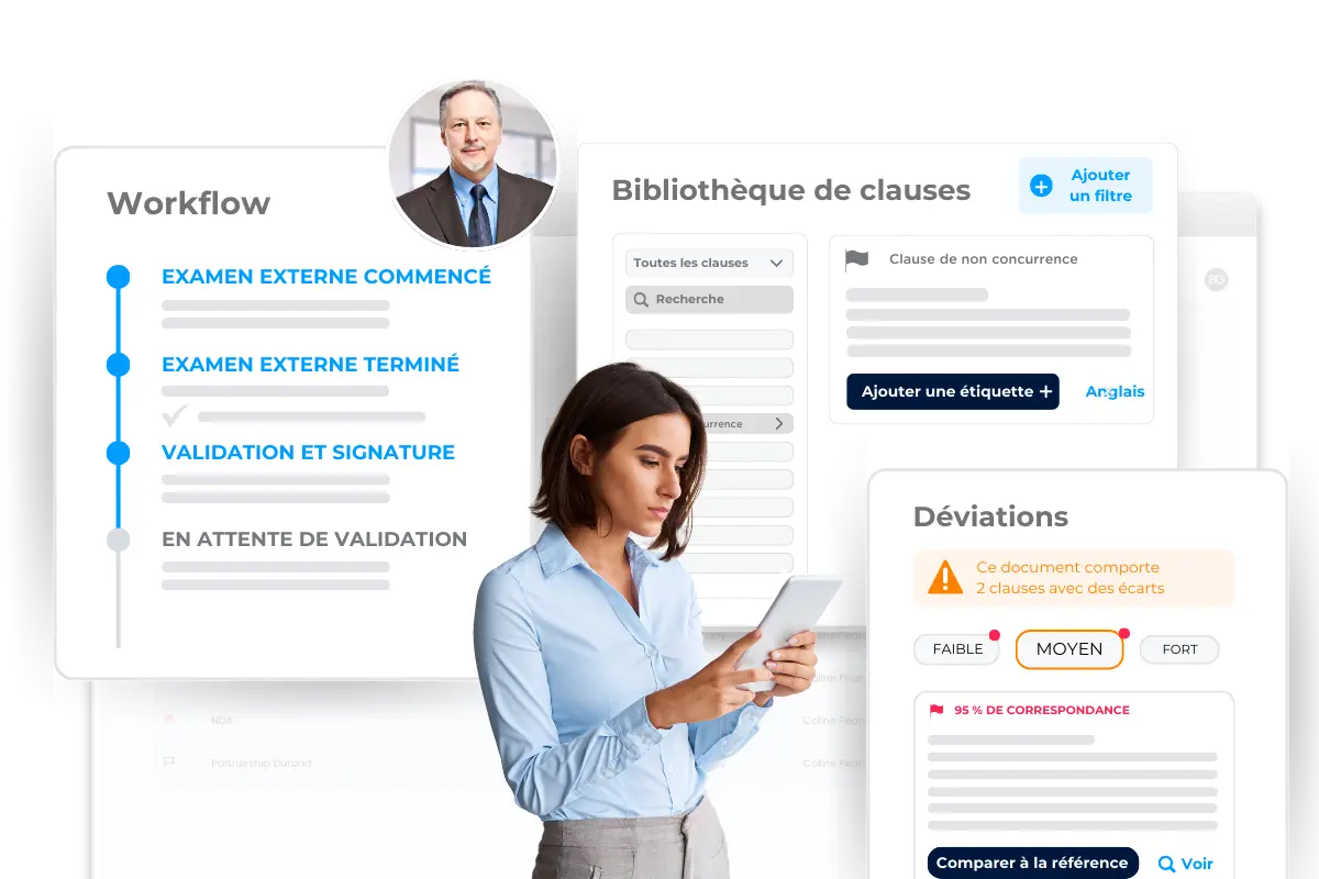 Collaborateur utilisant l'IA du module CLM