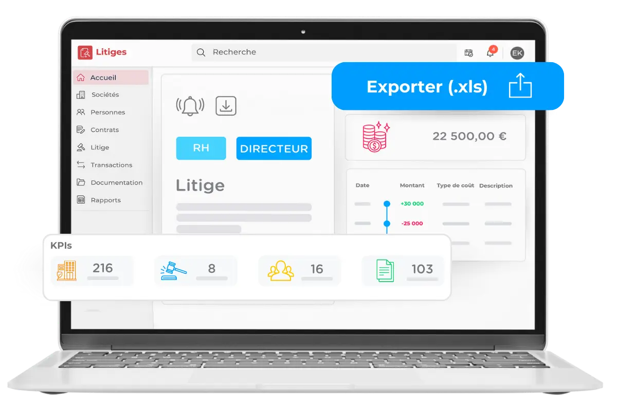 Interface du module Litige & Contentieux