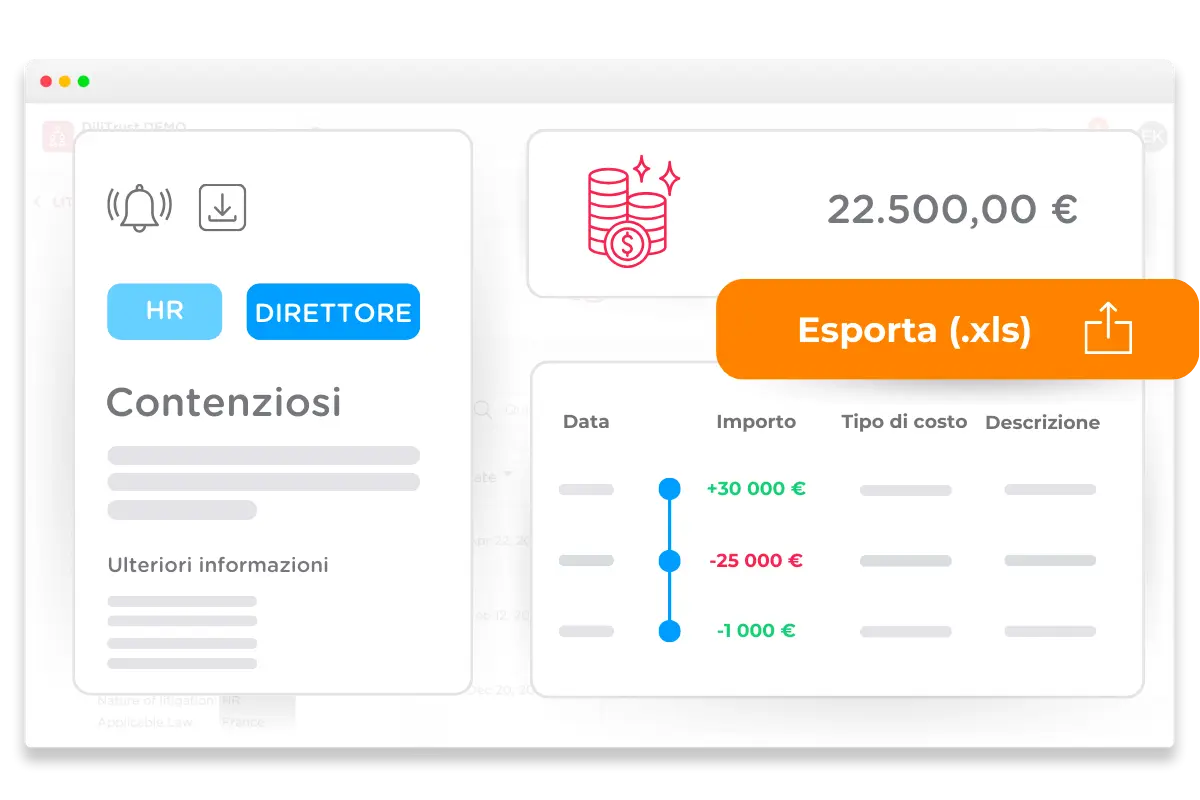 Interfaccia del modulo di contenzioso