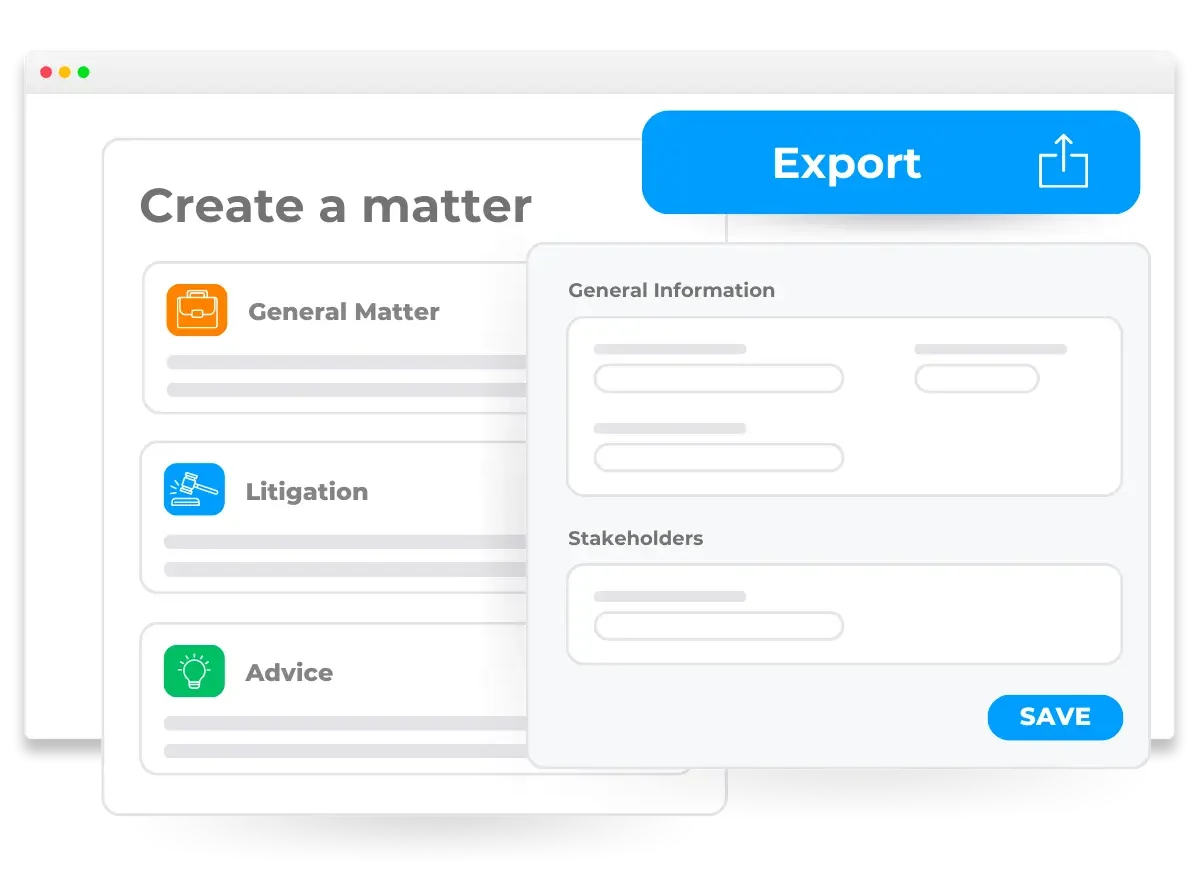 Wireframe of Matter Management,