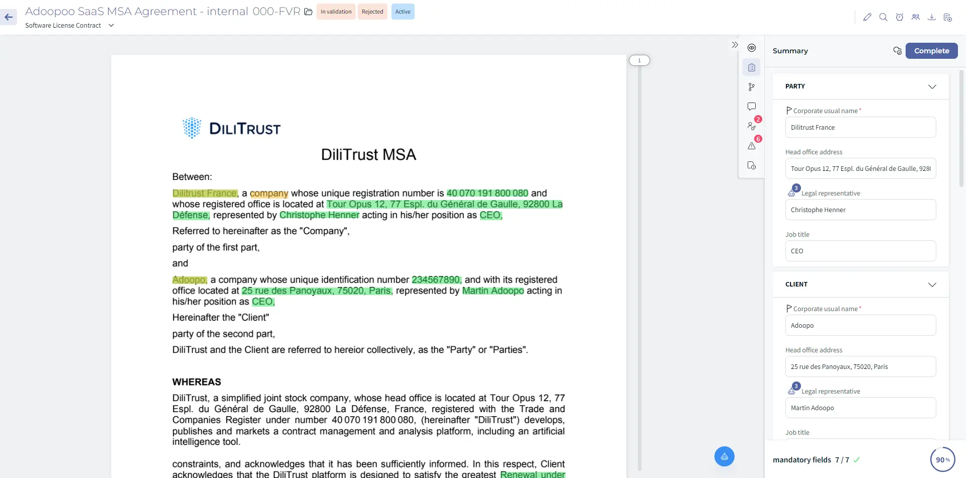 summary sheet dilitrust